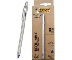 Bic Cristal Re 'new Metal Pen Mėlyna + 2 užtaisai (405477)