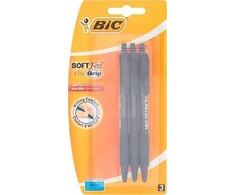 Bic Soft Feel Clic Grip automatiniai rašikliai, juodi, 3 vnt.