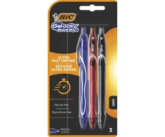 Bic Gel-ocity Quick Dry geliniai rašikliai, 3 spalvos