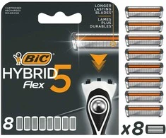 BIC Hybrid Flex 5 Razor kasetės - lizdinėje plokštelėje 1 pakuotė po 8 vnt.