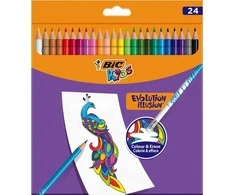 BIC Spalvoti pieštukai su trintuku Kids Evolution Illusion 24 spalvų rinkinys