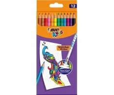 BIC Spalvoti pieštukai su trintuku Kids Evolution Illusion 12 spalvų rinkinys