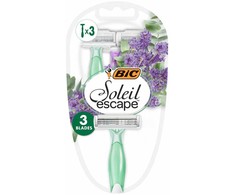 Bic „Soleil Escape“ moteriški skustuvai, 3 ašmenys – levandų ir eukalipto, 1 pakuotė (3 vnt.)
