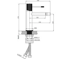 Bidet baterija Cersanit ZEN stovi juoda (S951-575)