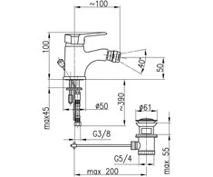 Bidet baterija KFA Nuolatinis chromas (4807- 015- 0)