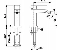 Bidet baterija KFA Stovintis juodasis (5137- 015- 81)