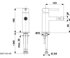 Bidet baterija KFA Stovintis moza chromas (5037- 015- 0)