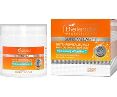 Bielenda Professional „SupremeLab Energy Boost“ maitinamasis ir atgaivinamasis veido ir paakių kremas su 5 % dvigubu vitamino C kiekiu, 40 ml