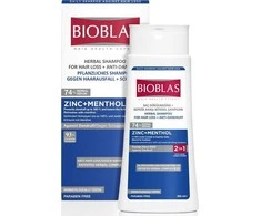 BIOBLAS plaukų šampūnas su cinko ir mentolis nuo 360ml nuostolių