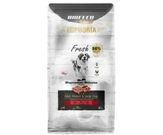 Šunų sausas maistas - BIOFEED Euphoria Fresh Suaugusiųjų Vidutinio Ir Didelio Dydžio Kiauliena Su Jautiena 12kg