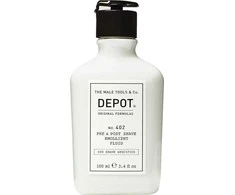 „Depot 400 Shave Specifications No. 402“ raminamasis skystis prieš ir po skutimosi su eteriniais aliejais, 100 ml