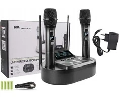 DNA Professional UMA VOCAL SET - dvigubas belaidis rinkinys (2 x rankiniai mikrofonai + imtuvas su mikrofono įkrovimo stotele)