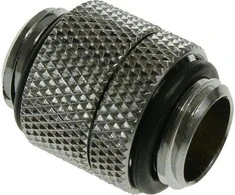 Bitspower adapteris, tiesus, G1/4 colio AG į G1/4 colio AG – pasukamas, blizgus sidabrinis