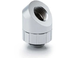 Bitspower Artemis 45 Degree Fitting – rotatable, sandblast sidabrinis
