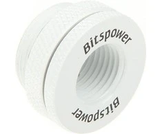 „Bitspower“ korpuso perėjimo jungtis, tiesi, G1/4 colio lizdas į G1/4 colio lizdą – „Baltas“