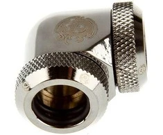 Bitspower Multi-Link adapteris 90 laipsnių 12mm OD iki 12mm OD kietas vamzdelis - blizgus juodas
