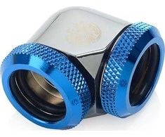 Bitspower Adapteris 90 degrees 16mm OD Hardtube to 16mm OD Hardtube – glossy juodas/mėlynas