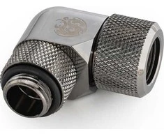 „Bitspower Advanced Multi-Link Adapteris“ jungtis, 90 laipsnių kampu, G1/4 colio AG ir 12 mm išorinio skersmens kietojo vamzdžio jungtis, pasukama.