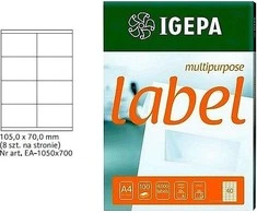 Biurfol IGEPA A4 ETIKETĖS 105 X 70,0 MM Baltas (100)