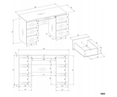 Biurko 4HouseDesign Rinkinys biuro Z. KUBA Drift Zes Baltas Mėlyna