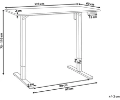 Beliani Elektriškai reguliuojamas stalas TAVARES, baltas, 120 cm x 60 cm