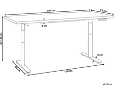 Beliani Elektra reguluojamas rašomasis stalas DESTINAS rudas/juodas 160 cm 72 cm