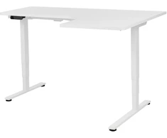 Beliani Kampinis elektra reguliuojamas stalas DESTINES, baltas, 160 cm 109 cm, dešininis