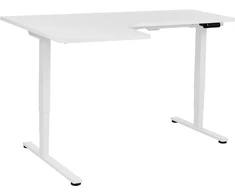 Beliani Reguliuojamo aukščio kampinis stalas DESTINES Baltas 160 cm 109 cm kairinis