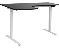 Beliani Biurko narożne regulowane elektrycznie DESTINES Juodas/ balta 160 cm 109 cm Lewostronny