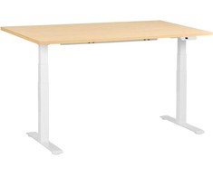 Beliani Elektriškai reguliuojamas stalas DESTINES šviesiai rudas / baltas 160 cm 72 cm