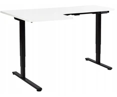 Beliani Reguliuojamo aukščio kampinis rašomasis stalas DESTINES baltas/juodas 160 cm 109 cm kairinis