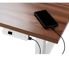 Beliani Biurko regulowane elektrycznie DESTINES Pilka/ balta 120 cm 72 cm