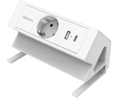 Fellowes biurko maitinimo modulis 1 lizdas, USB-A, USB-C balta