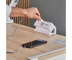 Fellowes Power desk, TIPAS E, balta