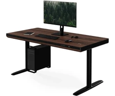 Jan Nowak elektrinis reguliuojamo aukščio stalas su stalčiumi ir belaidžiu Qi įkrovikliu, juodas/riešutmedžio, 1400 mm: ELLIS (5907367514735)