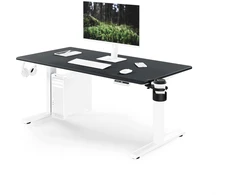 Stalas Jan Nowak Elektrinis reguliuojamo aukščio ergonominis baltai antracitinis, 1400x700 mm: ARIA (5907367517361)