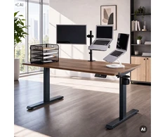 Ergonomiškas elektrinis aukštį reguliuojantis biurko antracito/riešuto spalvos, 1600x800 mm: ARIA (5907367517552) Jan Nowak