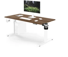 Stalo Jan Nowak Elektrinis aukštį reguliuojantis ergonominis baltas/riešutmedis, 1400x700 mm: Aria (5907367517422)