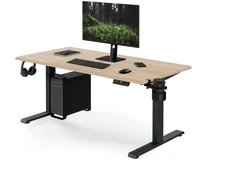 Ergonominis elektrinis reguliuojamo aukščio rašomasis stalas, antracito/ąžuolo sonoma spalvos, 1400x700 mm: ARIA (5907367517514) Jan Nowak