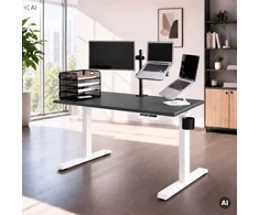 Stalas Jan Nowak Elektrinis reguliuojamo aukščio ergonominis baltai antracitinis, 1400x700 mm: ARIA (5907367517361)