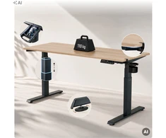 Stalo Jan Nowak Elektrinis su aukščio reguliavimu ergonomiškas antracito / ąžuolo sonoma, 1600x800 mm: ARIA (5907367517521)
