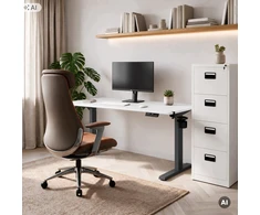 Stalinis Jan Nowak Elektrinis su aukščio reguliavimu ergonomiškas antracito-baltas, 1400x700 mm: ARIA (5907367517453)
