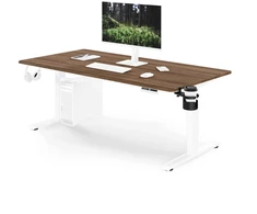 Stalomas Jan Nowak Elektrinis su reguliuojamu aukščiu ergonomiškas baltas/riešutmedis, 1600x800 mm: ARIA (5907367517439)