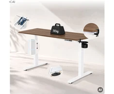 Stalomas Jan Nowak Elektrinis su reguliuojamu aukščiu ergonomiškas baltas/riešutmedis, 1600x800 mm: ARIA (5907367517439)