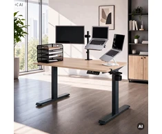 Stalinis Jan Nowak Elektrinis reguliuojamo aukščio ergonominis antracito/sonomos ąžuolo, 1200x600 mm: ARIA (5907367517507)