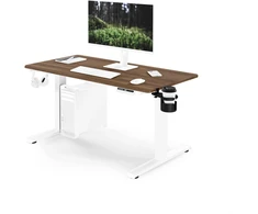 Stalas Jan Nowak Elektrinis aukštį reguliuojantis ergonomiškas baltas/riešutmedžio, 1200x600 mm: ARIA (5907367517415)
