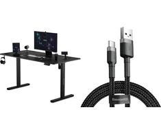 Biurko SENSE7 Nojo Juodas 140 cmx70 cm Juodas + kabelis usb