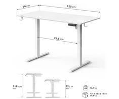 Rašomasis stalas SENSE7 NOJO LIGHT, baltas, 120 × 60 cm