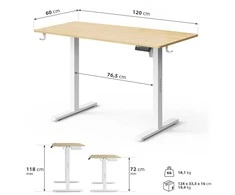 Rašomasis stalas SENSE7 NOJO LIGHT, šviesiai rudas-baltas, 120 × 60 cm