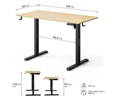 Rašomasis stalas SENSE7 NOJO LIGHT, šviesiai rudas-juodas, 120 × 60 cm